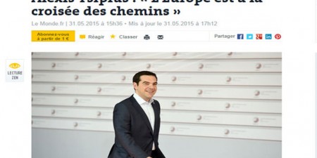 Τσίπρας στη Le Monde: «Θα πρέπει συλλογικά να αποφασίσουμε αν είμαστε μια Ευρωπαϊκή Ένωση ή μια Γερμανική Ευρώπη»