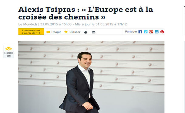 Τσίπρας στη Le Monde: «Θα πρέπει συλλογικά να αποφασίσουμε αν είμαστε μια Ευρωπαϊκή Ένωση ή μια Γερμανική Ευρώπη»