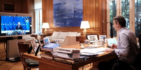 Τηλεδιάσκεψη για την προετοιμασία του Ευρωπαϊκού Συμβουλίου με τη συμμετοχή του  Κυρ. Μητσοτάκη