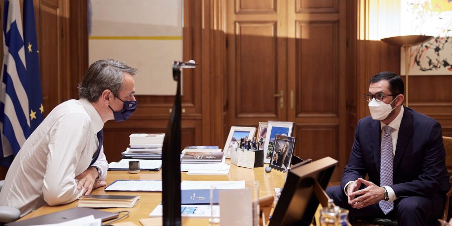 Συνάντηση του Πρωθυπουργού με τον Υπουργό Βιομηχανίας και Προηγμένης Τεχνολογίας των ΗΑΕ Sultan bin Ahmad Sultan Al Jaber